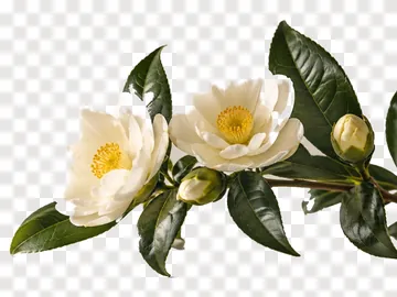The camellia cutout on a transparency checkerboard